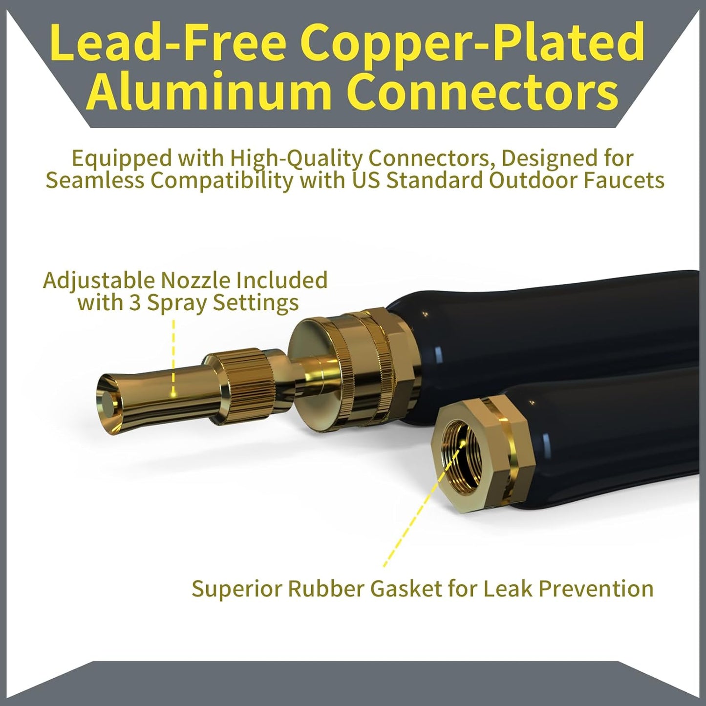 Upgraded Non-Expanding Garden Hose 5/8 in. x 50 ft, Ultra-Light Water Hose, Flexible, Burst-Resistant, Lead-Free, Anti-Kink, High-Pressure, Eco-Friendly