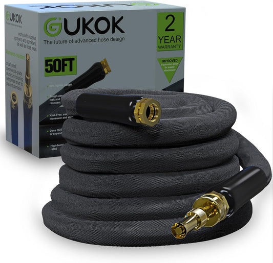 Upgraded Non-Expanding Garden Hose 5/8 in. x 50 ft, Ultra-Light Water Hose, Flexible, Burst-Resistant, Lead-Free, Anti-Kink, High-Pressure, Eco-Friendly